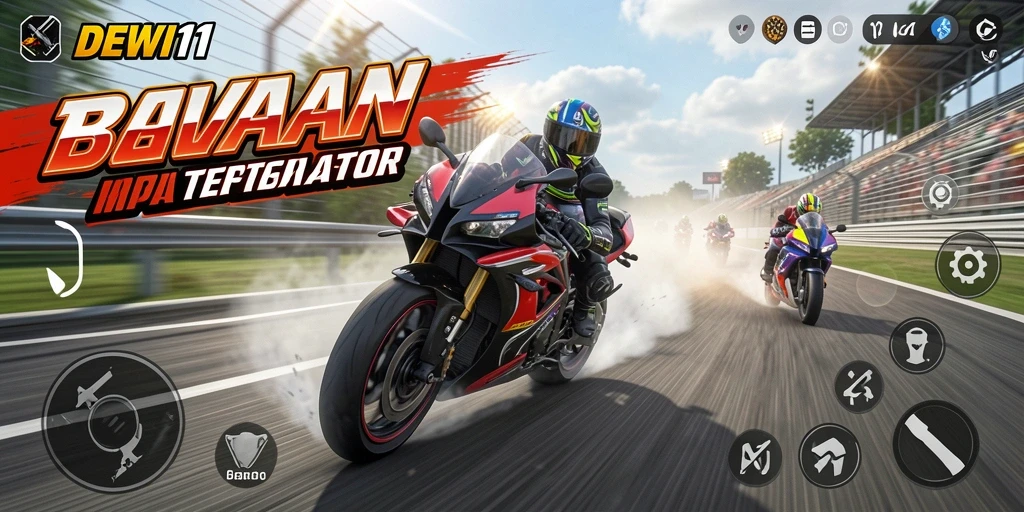 Gameplay seru balap motor di DEWI11 dengan grafis menakjubkan.