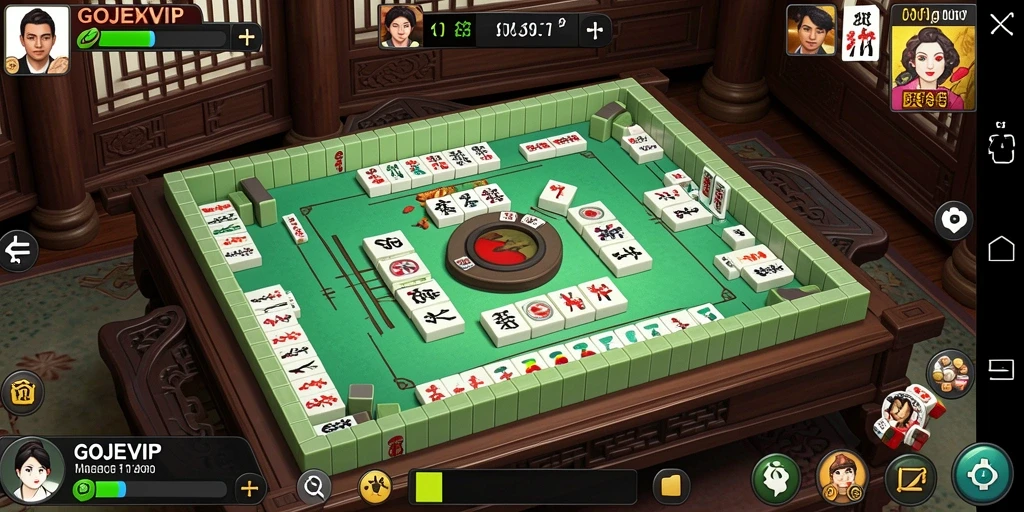 Tampilan permainan GOJEKVIP dengan grafis Mahjong yang menarik.