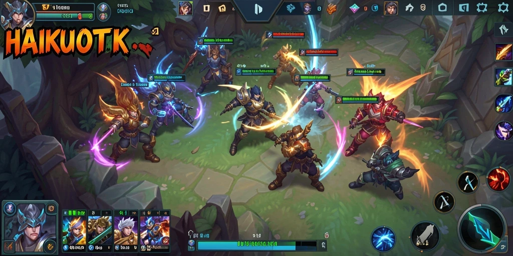 Tampilan aksi seru dalam pertarungan HAIKUOTK MOBA.