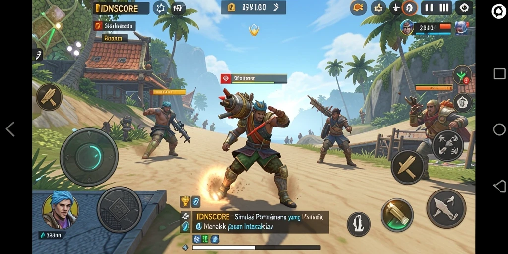 Tangkapan layar dari gameplay IDNSCORE yang menampilkan interaksi karakter.