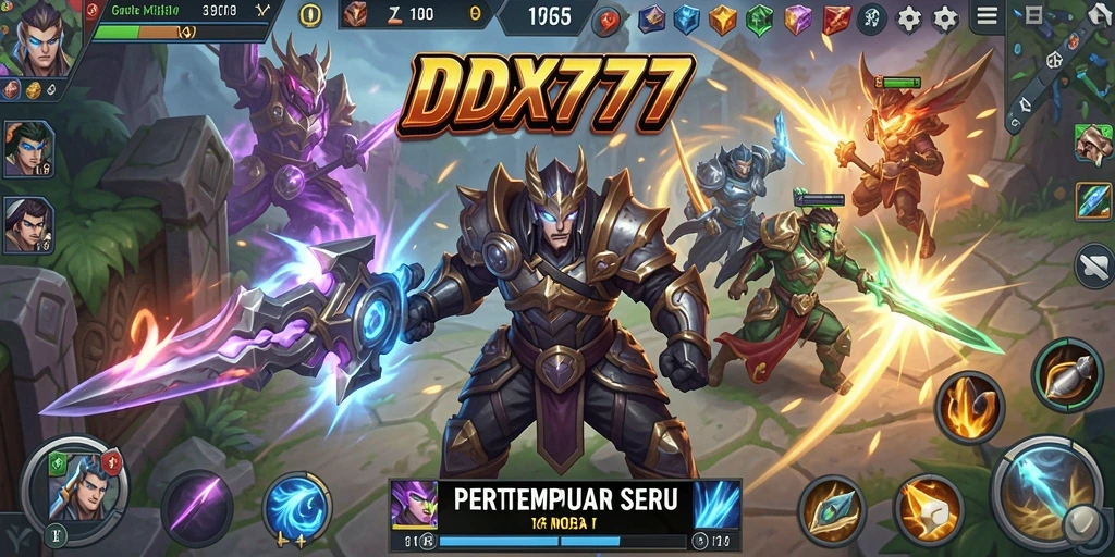 Tampilan dinamis dan seru dari gameplay MOBA IDX777.