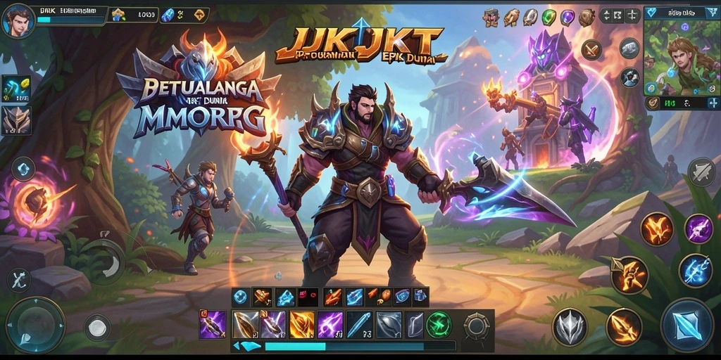 Screenshot gameplay JKTJKT menampilkan pertarungan epik di dunia fantasi.