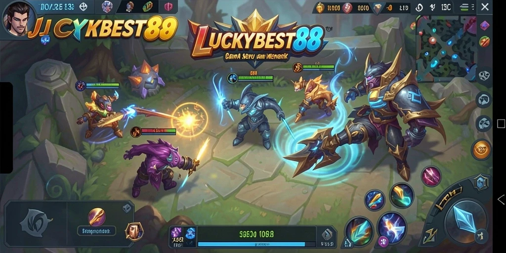 Tangkapan layar utama menunjukkan gameplay MOBA yang seru di LUCKYBEST88.