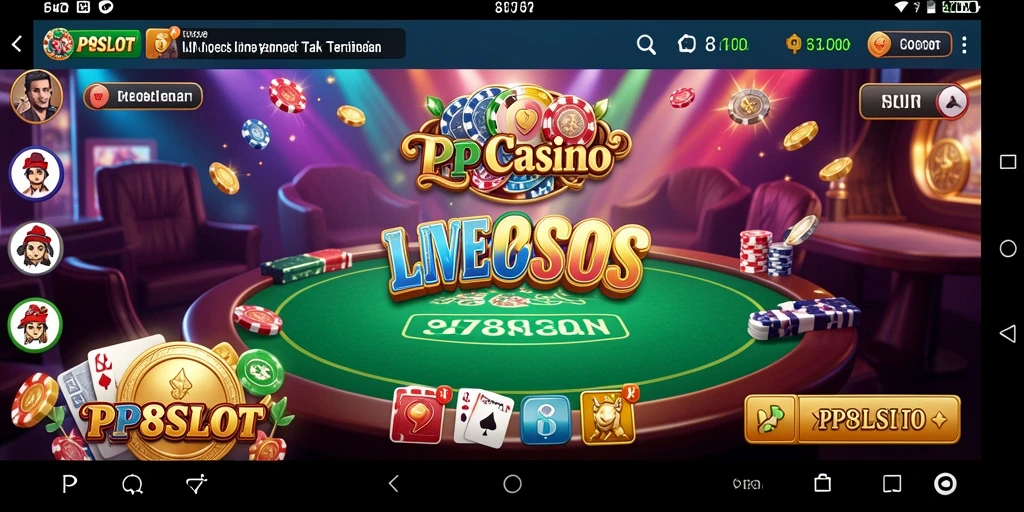 Screenshot gameplay PP8SLOT dengan dealer langsung di meja permainan.