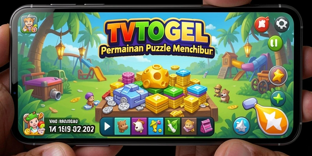 Screenshot gameplay TVTOGEL menampilkan tantangan teka-teki penuh warna.