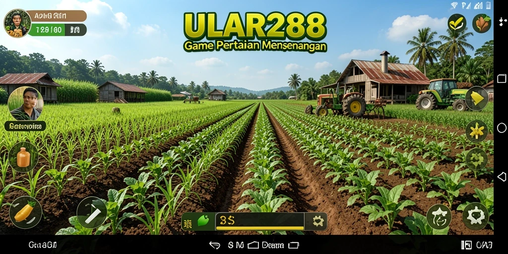 Tampilan menarik gameplay ULAR288 dengan ladang hijau subur.