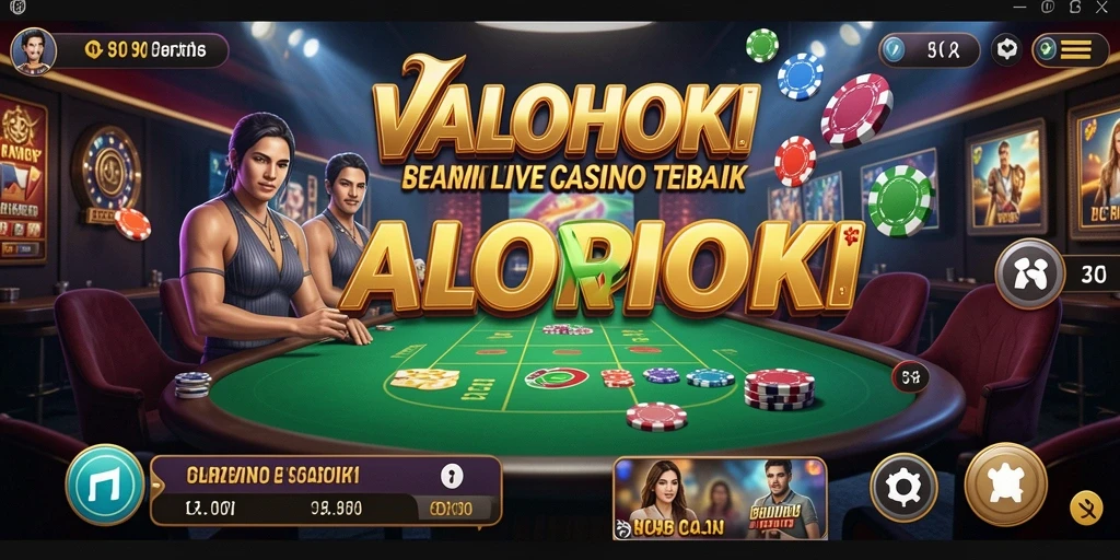 Tangkapan layar VALOHOKI memperlihatkan dealer cantik dan permainan live Casino yang seru.
